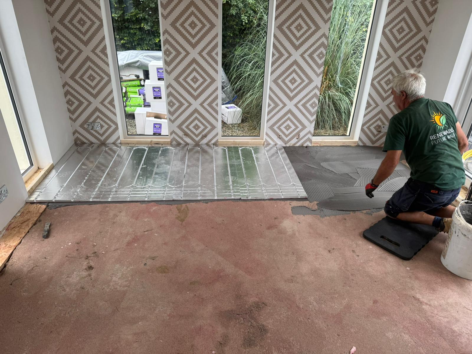 Low-profile underfloor heating retrofit suitable for renovations and stone cottages