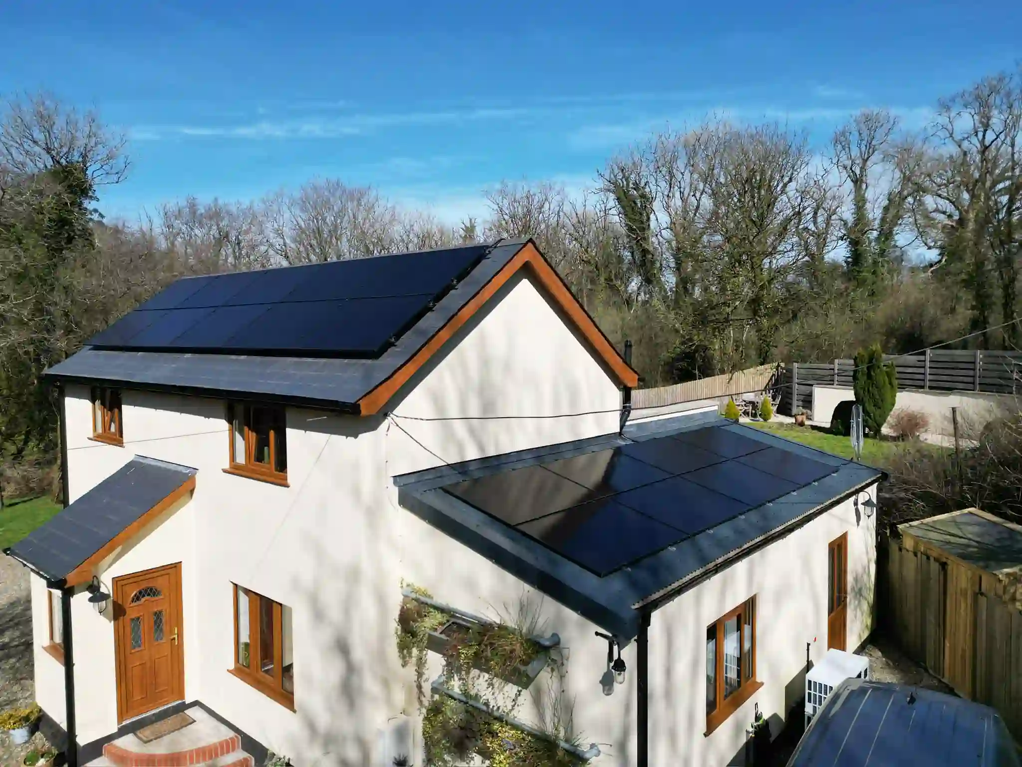 Domestic solar PV installation on a residential roof in West Wales